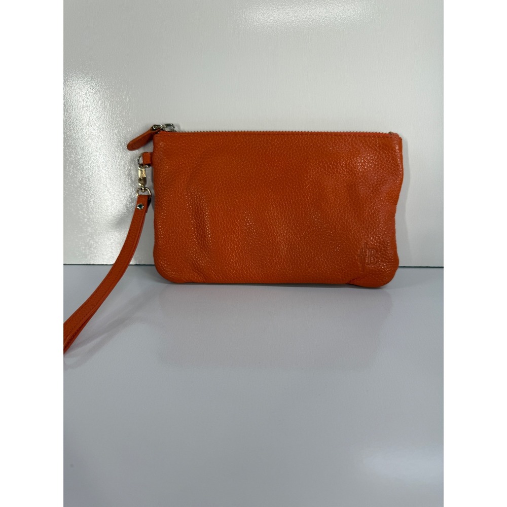 Handbag Butler Mighty Purse Orange Pebbled Leather Charging Wristlet Clutch